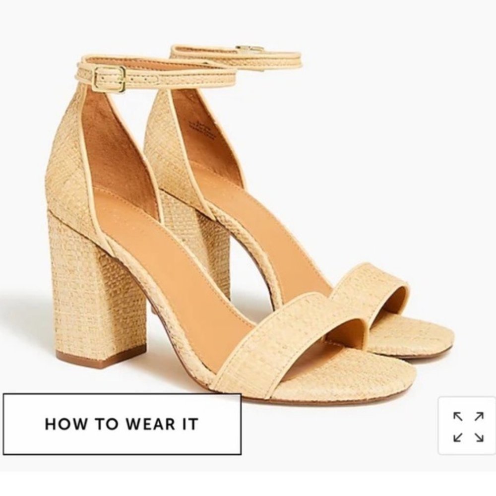 J. Crew Factory Raffia Block-Heel Sandals